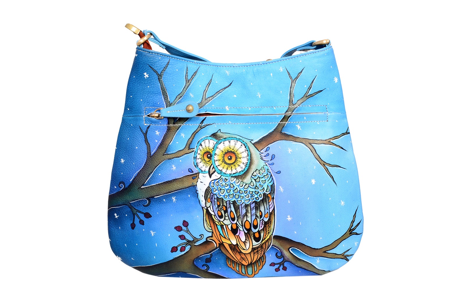 Hand bemalt Leder Handtasche Niarvi Crossbody Bag Eule Etsy