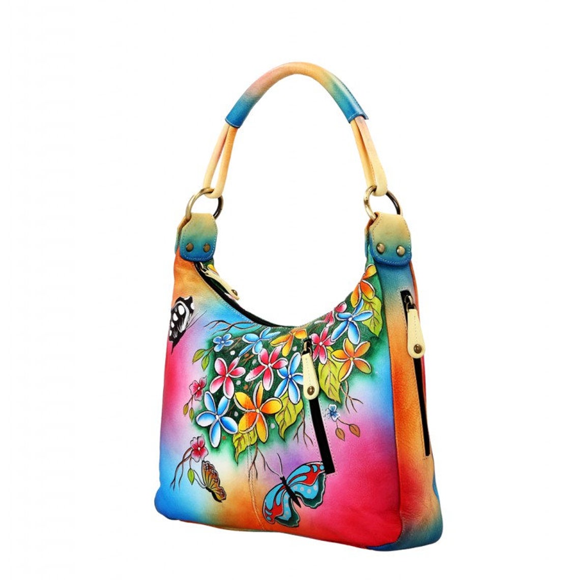 Hand Painted Leather Handbag Niarvi Shoulder Bag Spanish Etsy Australia