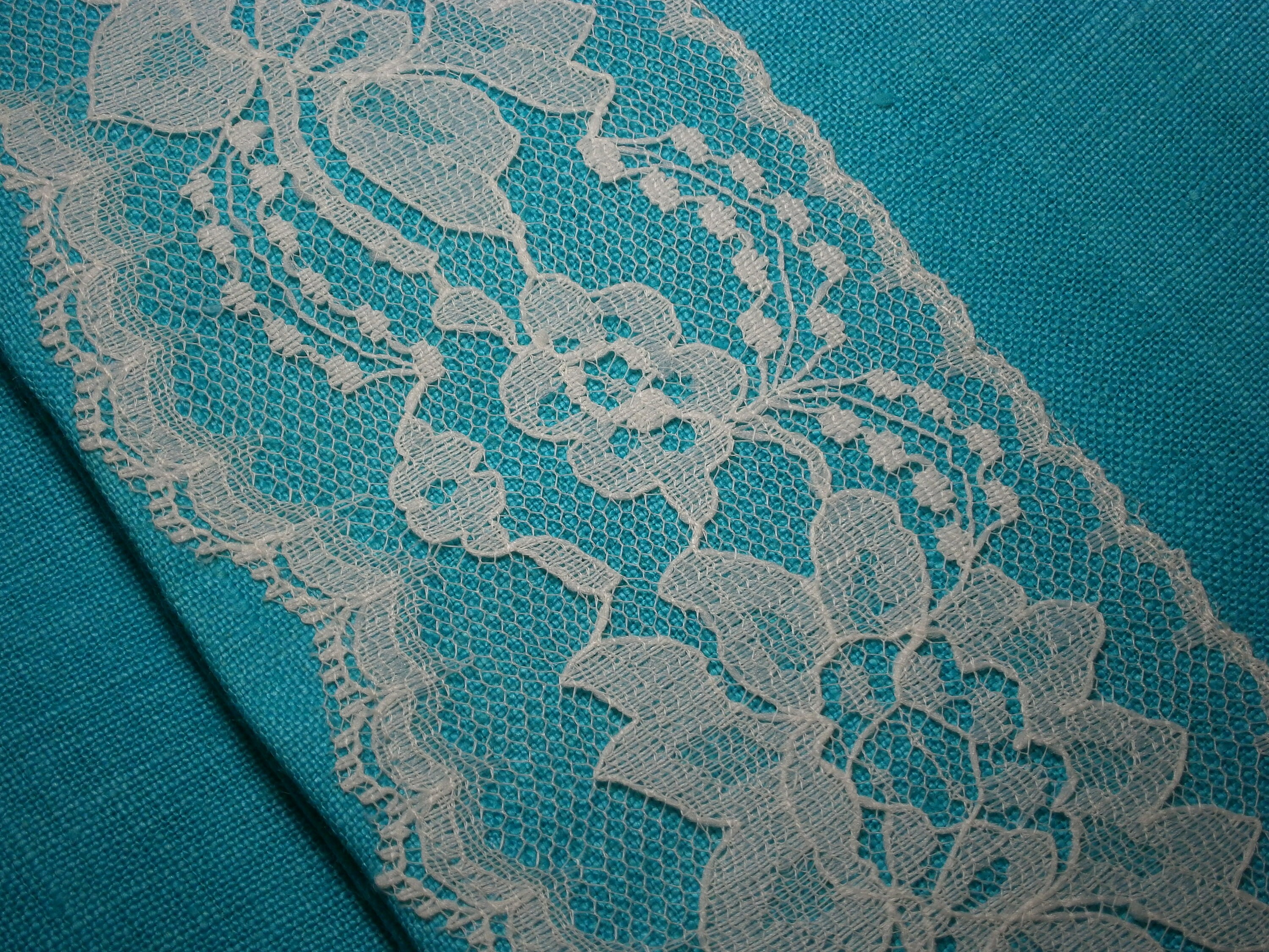 Aqua Boudoir Case W/lace Linen Boudoir Pillow Case Lace Etsy