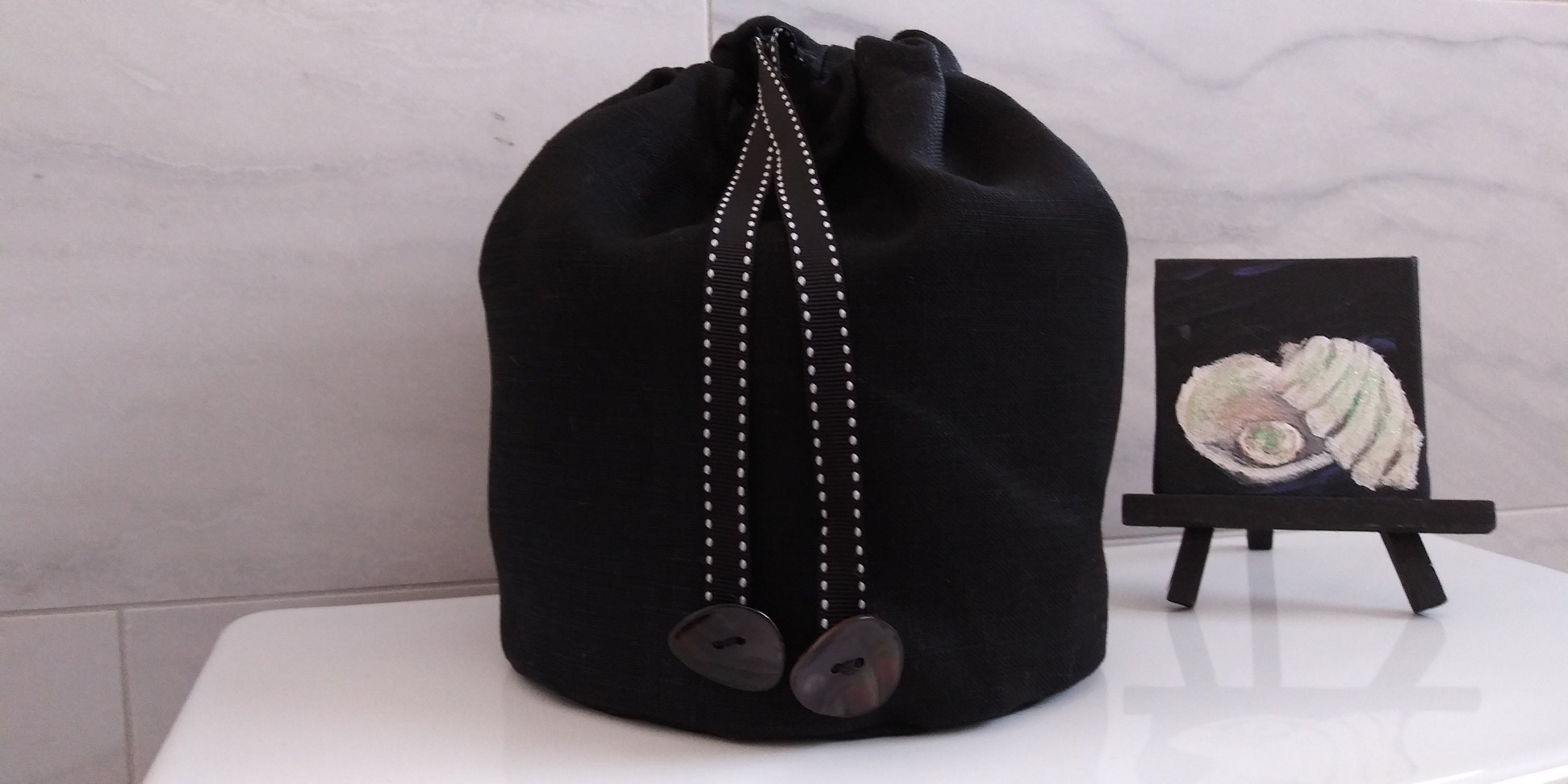 Toilet Tissue Sack, Black Toilet Paper Storage, Linen Toilet Paper