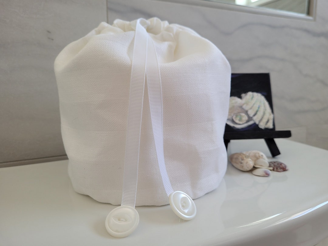 Damask Toilet Tissue Sack, Toilet Paper Storage, Linen Toilet Paper