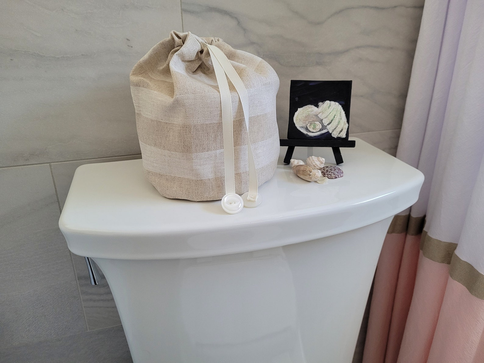 Damask Toilet Tissue Sack, Toilet Paper Storage, Linen Toilet Paper