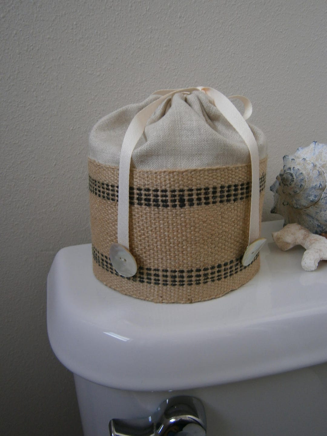 Jute Toilet Tissue Cover Toilet Paper Storage Linen Toilet Etsy