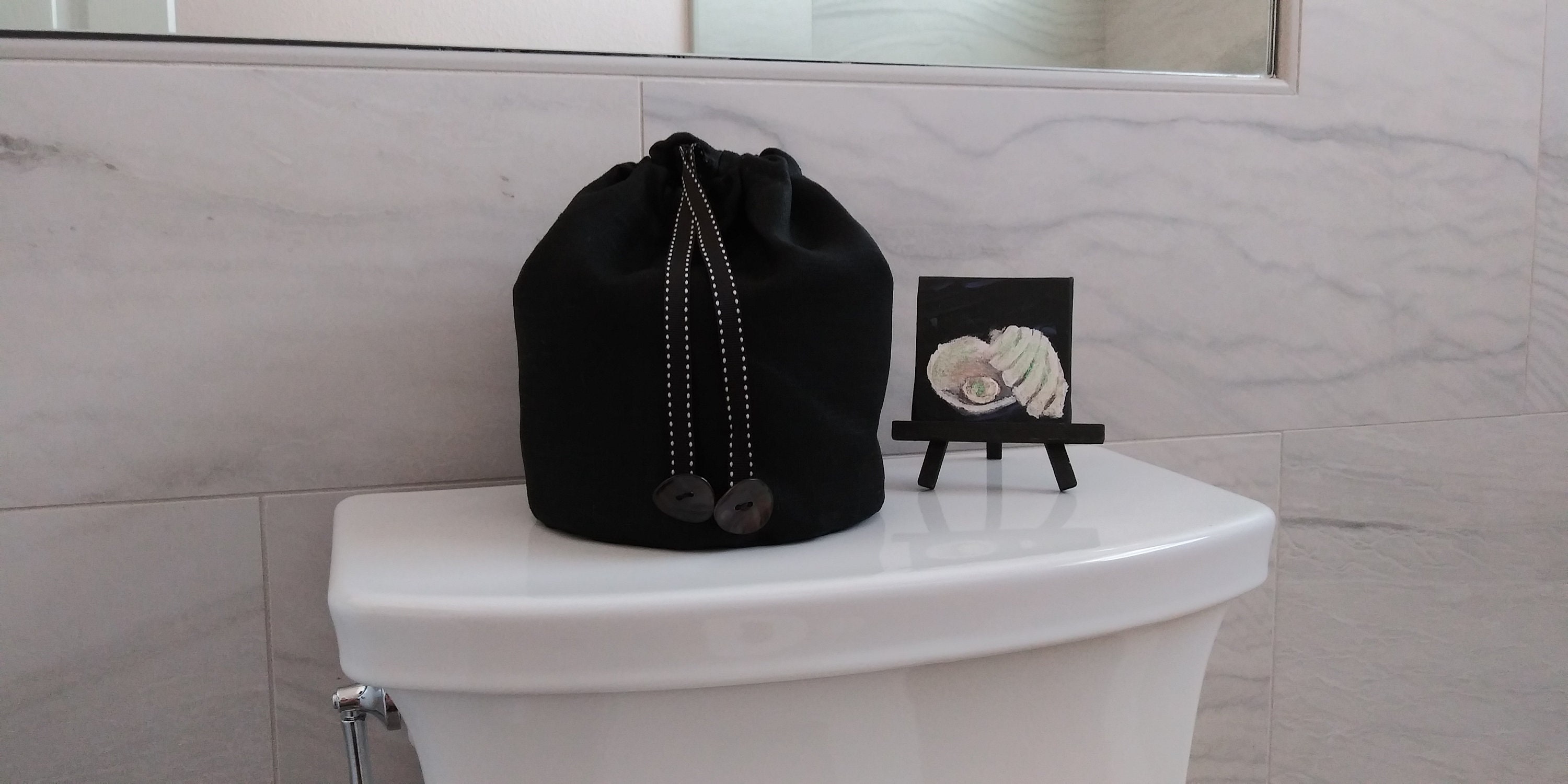 Toilet Tissue Sack, Black Toilet Paper Storage, Linen Toilet Paper