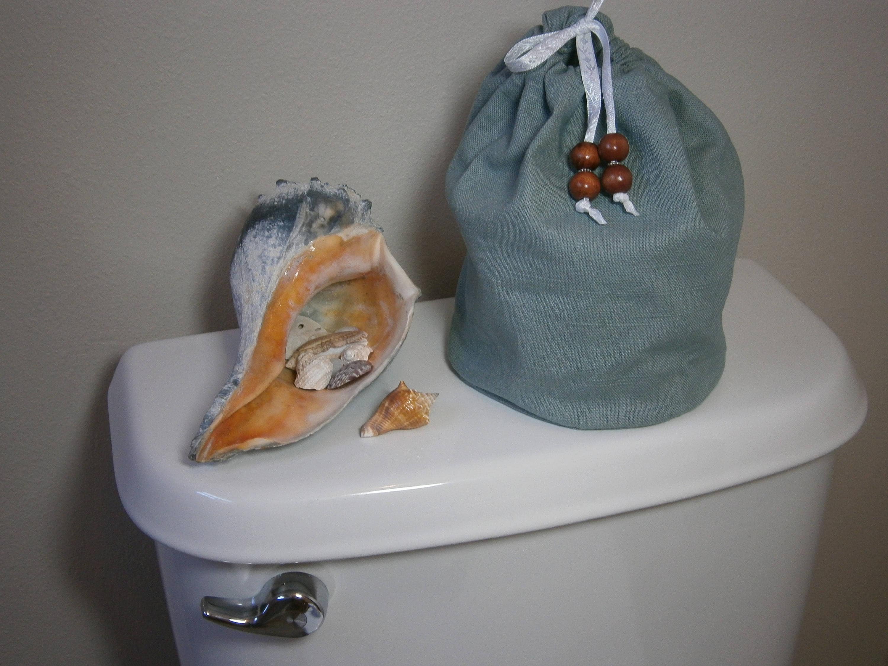 Toilet Tissue Sack Sage Green Beaded Paper Storage Linen Etsy
