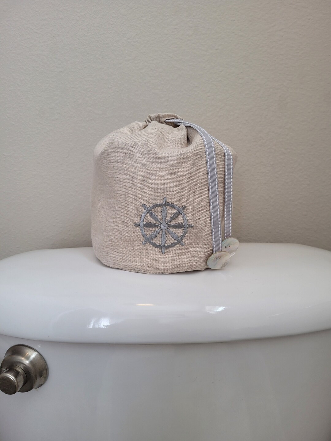 Toilet Tissue Sack, Toilet Paper Storage, Linen Toilet Paper Storage