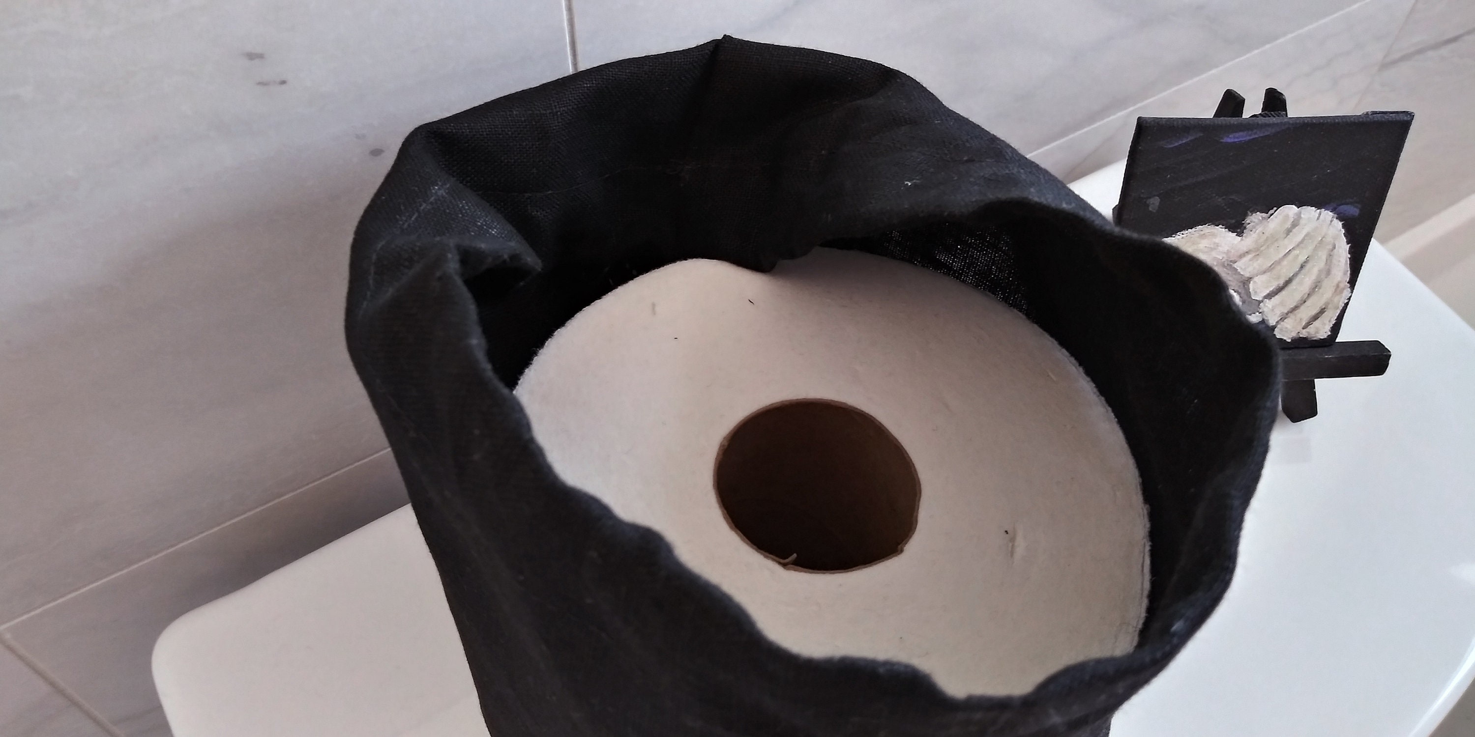 Toilet Tissue Sack, Black Toilet Paper Storage, Linen Toilet Paper