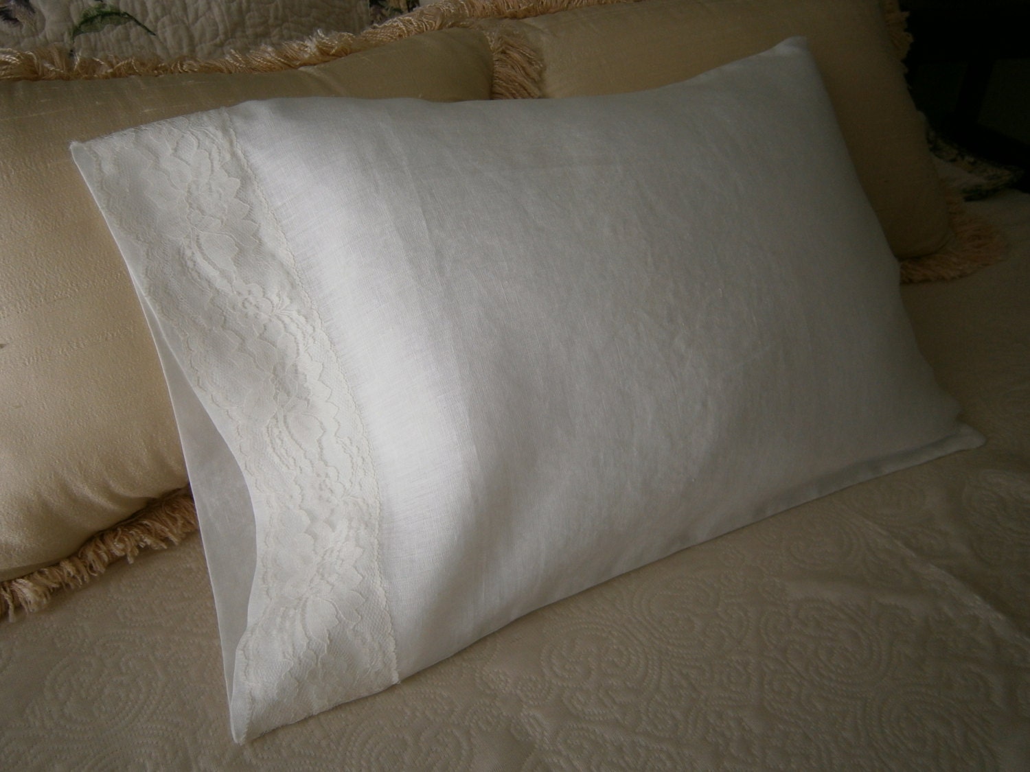 Boudoir Pillow Case Irish Linen Boudoir Case with Lace Etsy