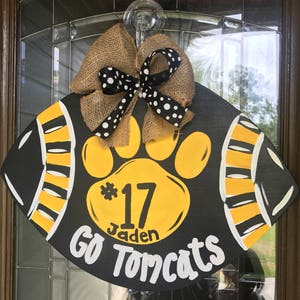 Football Paw Wooden Door Hanger