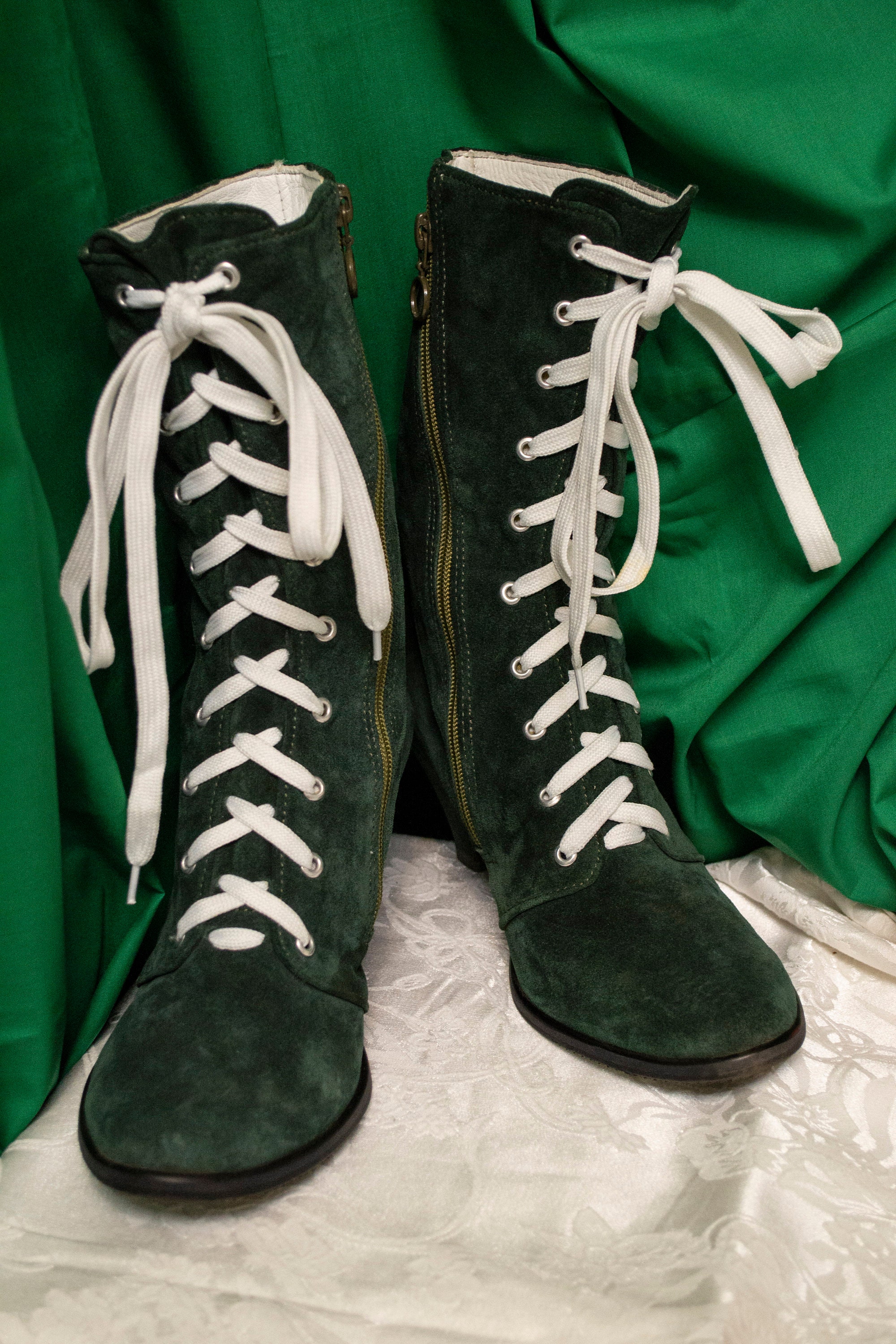 Forest green suede boots shop
