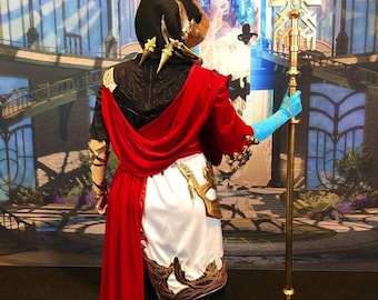 Crystal Exarch Inspired Cosplay Costume, Arcane Scholar Fantasy Robe, Mystic Mage Outfit, Elven Fantasy Coat, RPG Inspired Character Set