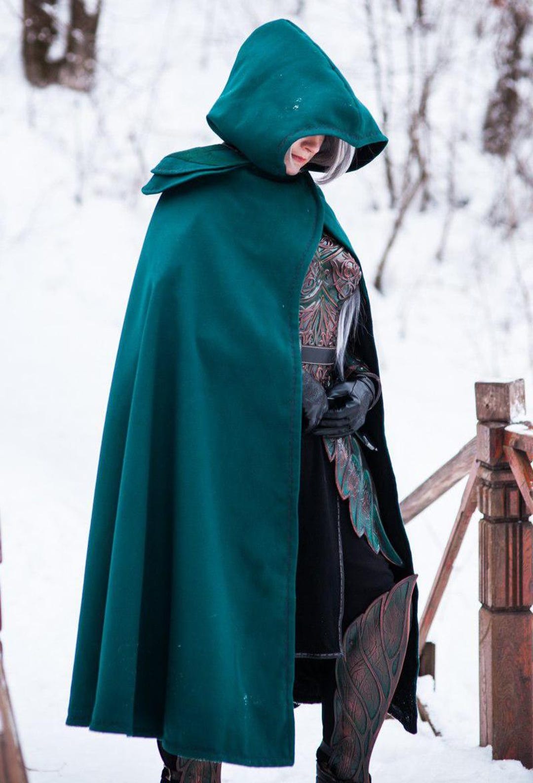 LARP Elf Medieval Cloak Elven History Gothic Overcoat Cosplay Hooded ...