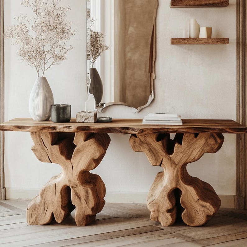 Live Edge Table Entry Way Table Console Furniture Narrow Entryway Table Farmhouse Console Table ...