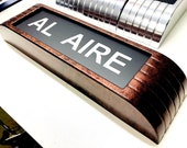 AL AIRE Spanish Espanol RCA style recording warning Light Up 1930s warning sign finished in hammered copper with black satin lens