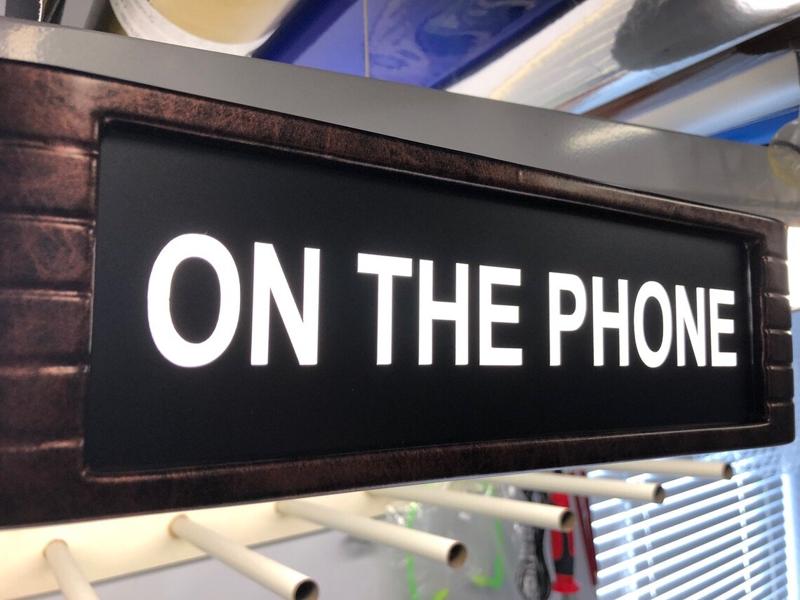 On The Phone Light Up warning sign finished in a mahogany | Etsy