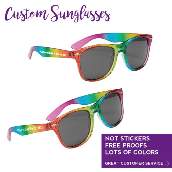 50 Rainbow Sunglasses Rainbow Personalized Sunglasses 1 SIDED Etsy
