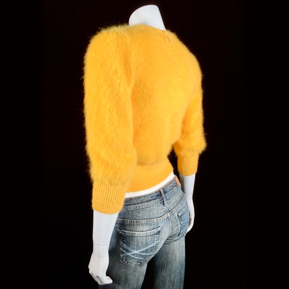 80% Angora Fuzzy BELL REINE Yellow Pullover Sweat… - image 6