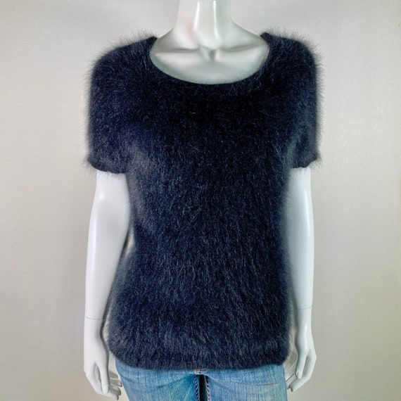 70% Angora Fuzzy TALBOTS Black Pullover Sweater 3… - image 9