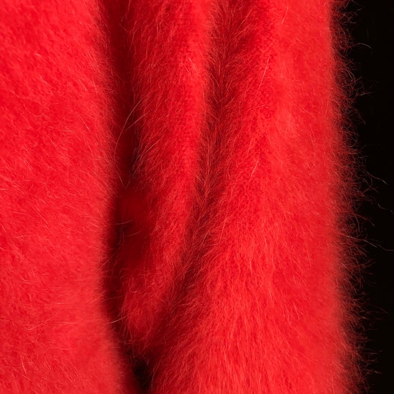 80% Angora Fuzzy Vintage Red Dolman-Sleeve Pullov… - image 9