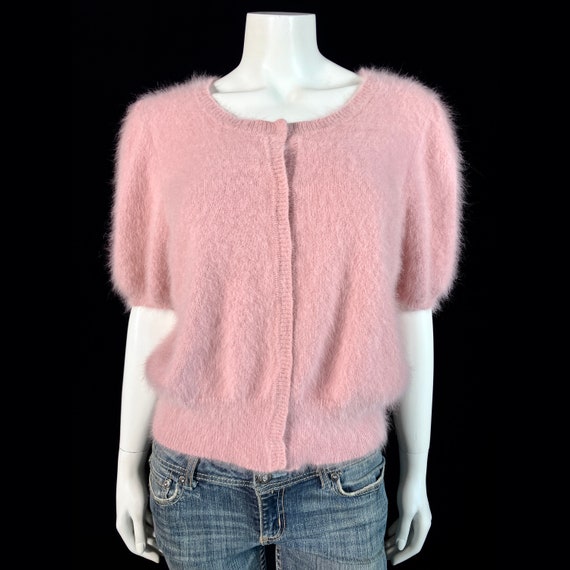 80% Angora Fuzzy ESCADA Rose Pink Short-Sleeve Ca… - image 2