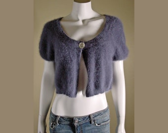 80% Angora Fuzzy EXPRESS DESIGN STUDIO Gray Bolero Sweater 34"-Bust