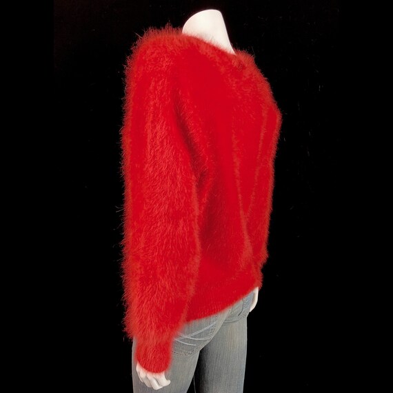 80% Angora Fuzzy Vintage Red Dolman-Sleeve Pullov… - image 6