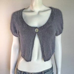 80% Angora Fuzzy EXPRESS DESIGN STUDIO Gray Bolero Sweater 32"-Bust