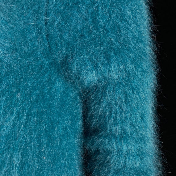 80% Angora Fuzzy THEORY Teal-Blue Open-Front Dust… - image 8