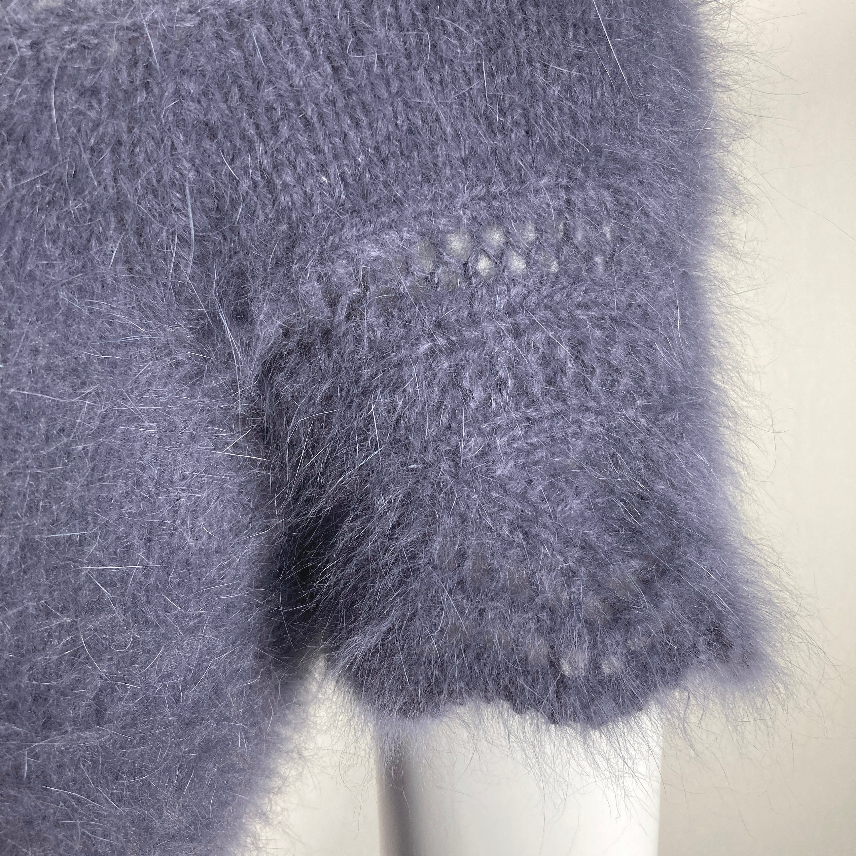 80% Angora Fuzzy NWT Hand-knit Gray Lacey Sweater-dress 32 80% Angora Fuzzy NWT Hand-knit Gray Lacey Sweater-dress 32