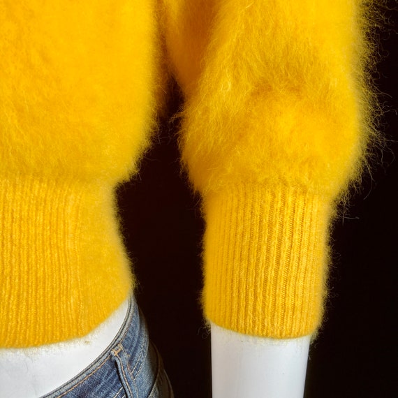 80% Angora Fuzzy BELL REINE Yellow Pullover Sweat… - image 9