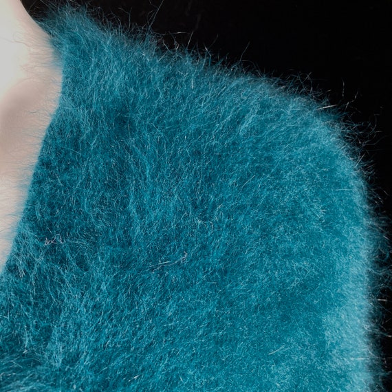 80% Angora Fuzzy THEORY Teal-Blue Open-Front Dust… - image 7