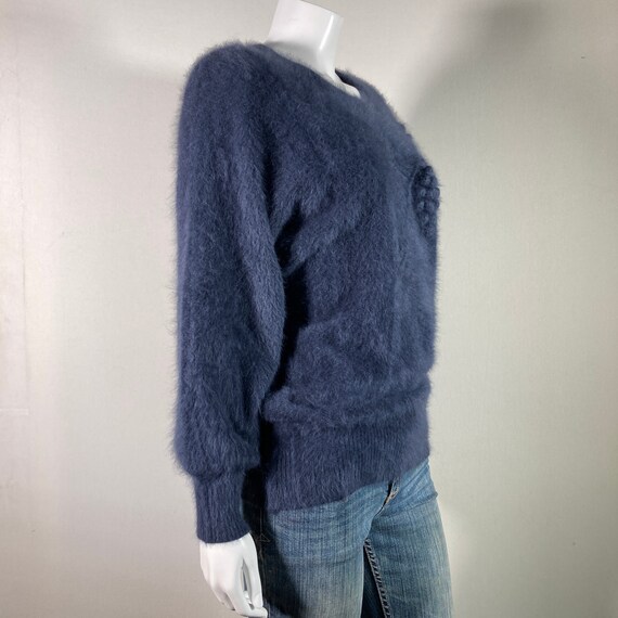 80% Angora Fuzzy Gray Long-Sleeve Pullover Sweate… - image 4