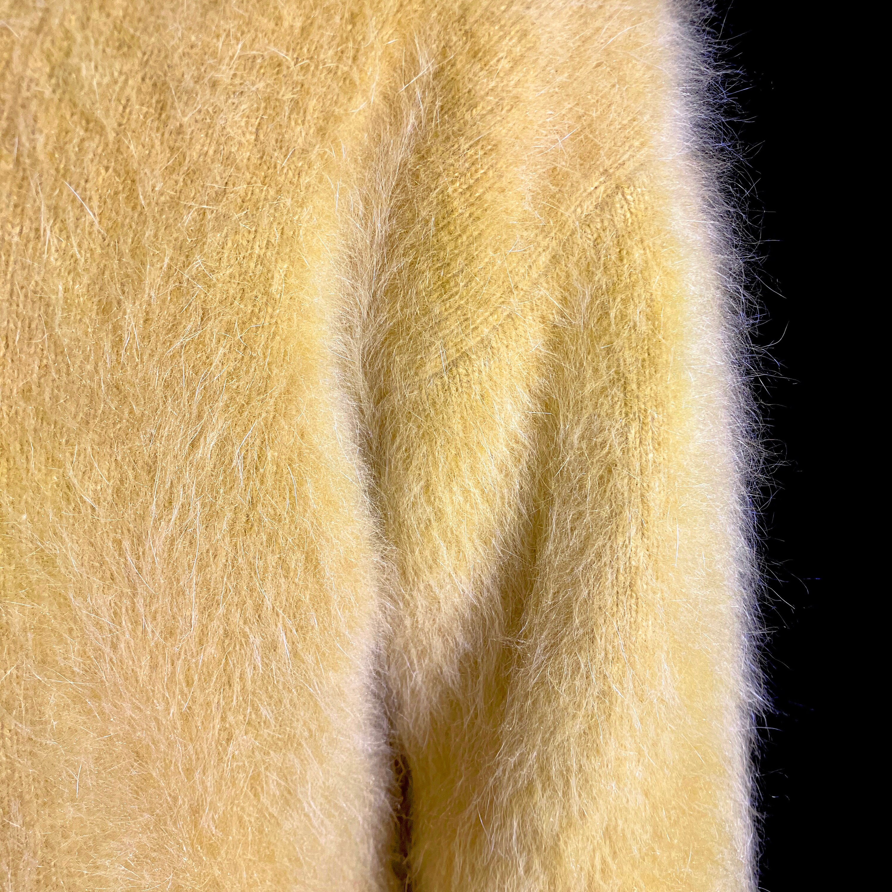 【IONSEOUL】Thick Angora Semi Over Cardigan 4FM176 72% Angora Fuzzy Vintage H&M Mustard Gold Open-front