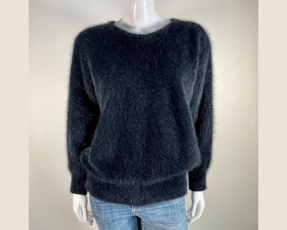 Fuzzy 80% Angora Vintage Black Long-Sleeve Pullove
