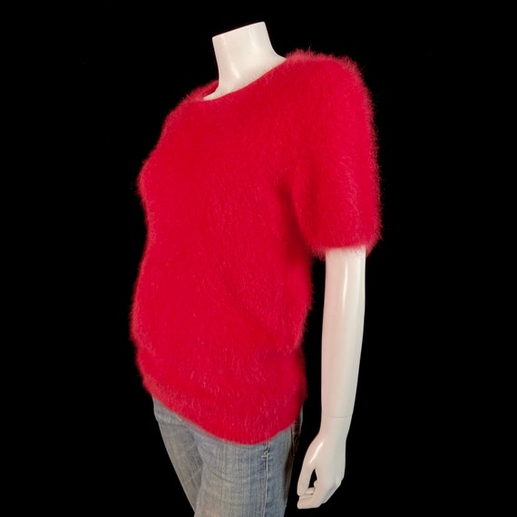 70% Angora Fuzzy Vintage LISA INTERNATIONAL Red S… - image 5