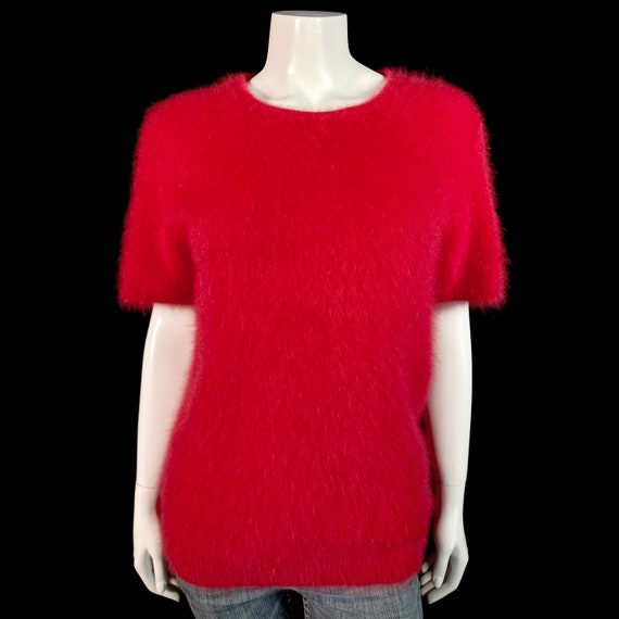 70% Angora Fuzzy Vintage LISA INTERNATIONAL Red S… - image 2