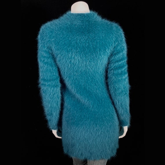 80% Angora Fuzzy THEORY Teal-Blue Open-Front Dust… - image 3