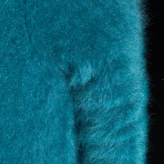 80% Angora Fuzzy THEORY Teal Blue Open-Front Dust… - image 8