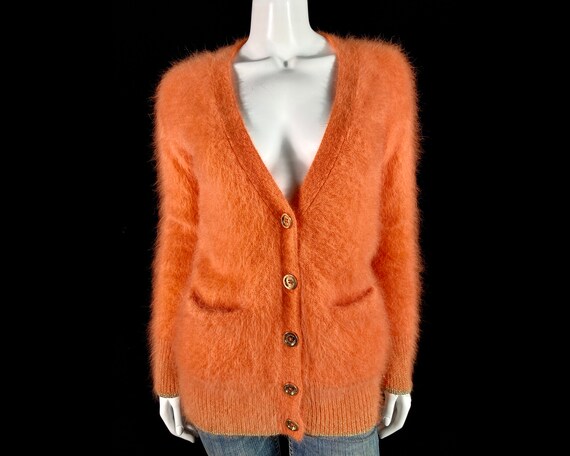FuzzieJones Angora Juicy Coture Orange Cardigan Fuzzy Sweater 34\