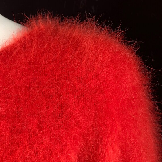 80% Angora Fuzzy Vintage Red Dolman-Sleeve Pullov… - image 8