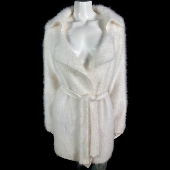 80% Angora Fuzzy White Open-Front Unlined Cardiga… - image 2
