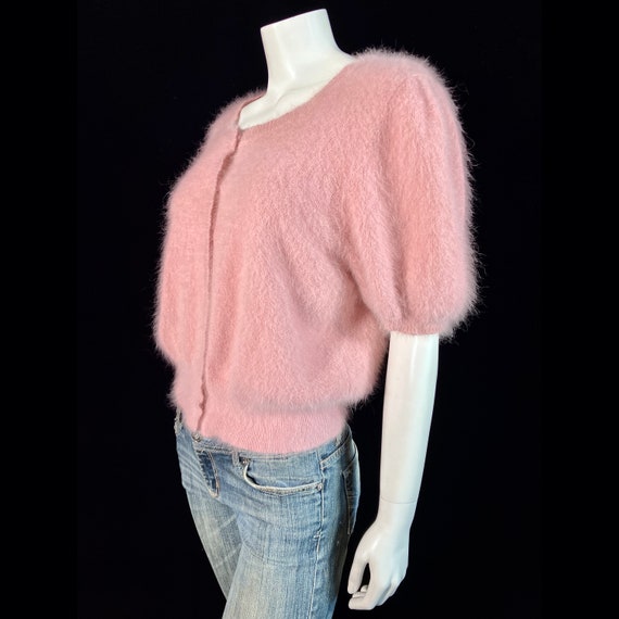 80% Angora Fuzzy ESCADA Rose Pink Short-Sleeve Ca… - image 5