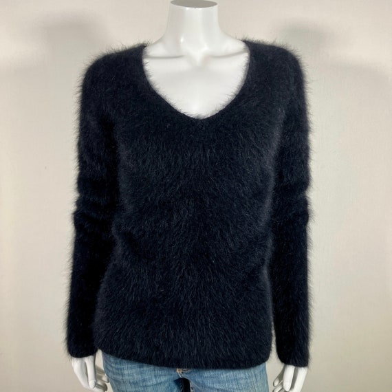 62% Angora Fuzzy Vintage BANANA REPUBLIC Black Pu… - image 2