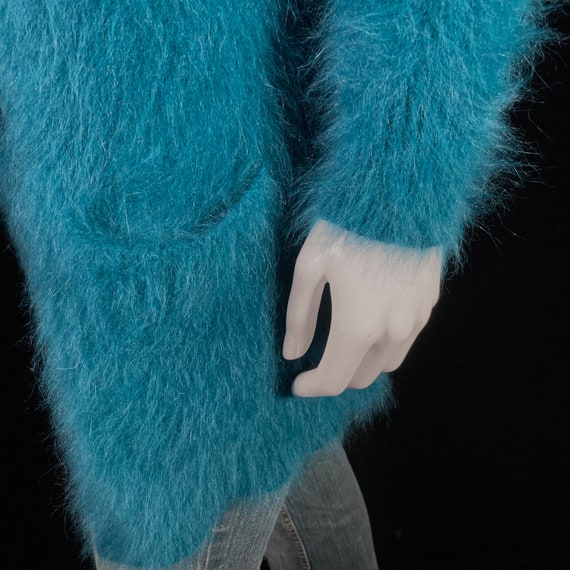 80% Angora Fuzzy THEORY Teal-Blue Open-Front Dust… - image 9