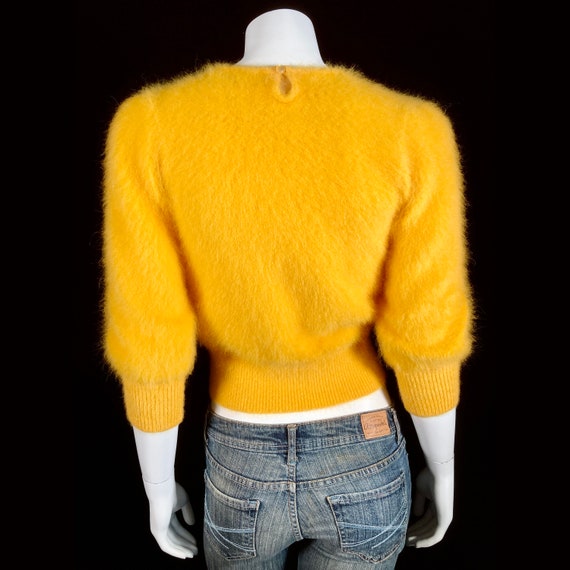 80% Angora Fuzzy BELL REINE Yellow Pullover Sweat… - image 3