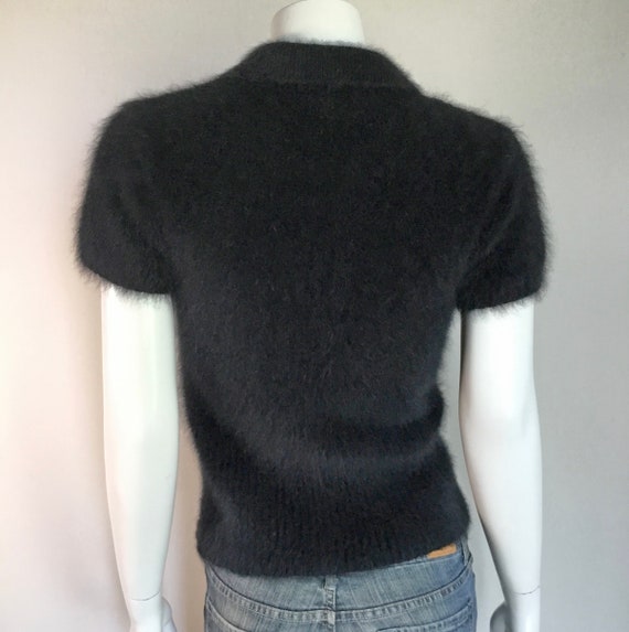 75% Angora Fuzzy LIMITED Black Polo-Collar Sweate… - image 3