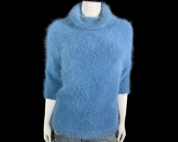 80% Angora Fuzzy Vintage ROBERTO COLLINA Italian Blue Pullover