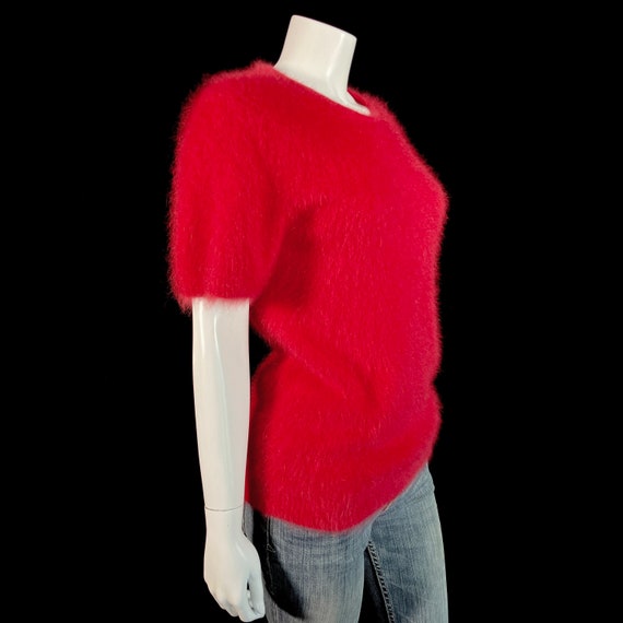 70% Angora Fuzzy Vintage LISA INTERNATIONAL Red S… - image 4