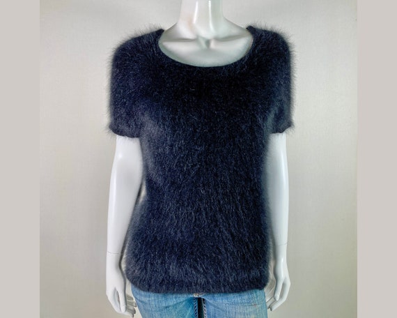 70% Angora Fuzzy TALBOTS Black Pullover Sweater 3… - image 1