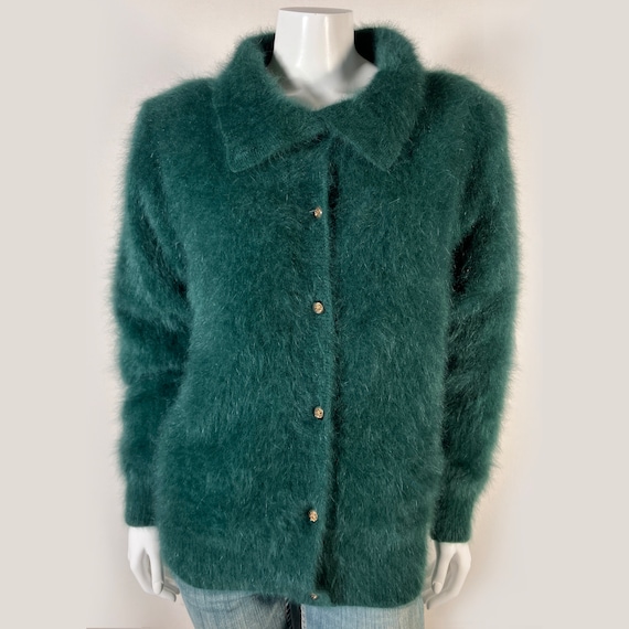 80% Angora Fuzzy Vintage CONNIE A LEE Forest Green Lined